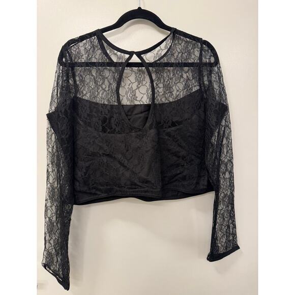 Black 3PC Indian Lace Lehenga Choli Long Sleeves XL New without Tags Timeless - Picture 3 of 8